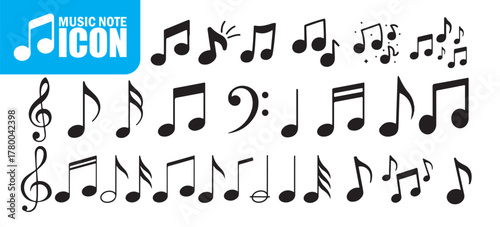 Extensive Music Notes and Clefs Icon Collection
