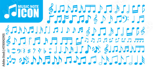 Blue Music Notes and Symbols Collection. Music notes icons set. Vector Illustration eps 10