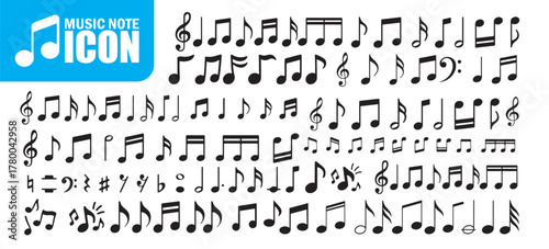 Big Music notes icon set. Music Notes and Symbols Icon Set. vector Illustration