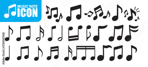 Set of all music notes symbols. Assorted Music Notes Icon Set. Vector Illustration eps 10