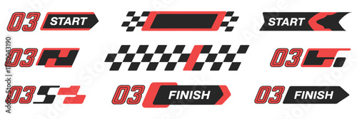 Racing Finish and Start Line Design Elements Collection