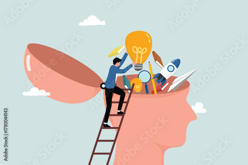 Improve skills, learn new things or develop knowledge for new skills, humans put brilliant ideas, books and rocket boosters into human heads to improve work skills.