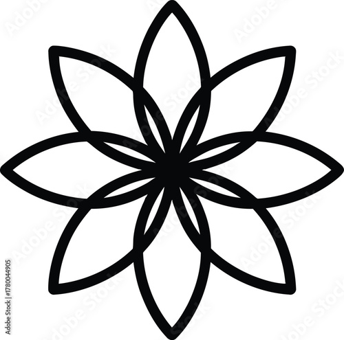 Abstract black geometric flower symbol