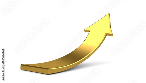 Golden curved arrow pointing upward