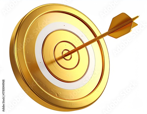 Arrow hitting center of golden target