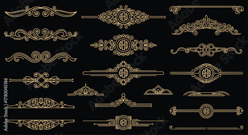 Elegant gold dividers and design elements for creating invitations, cards, and banners with a touch of sophistication