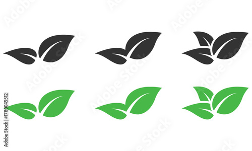Green leaf icon set vector illustration