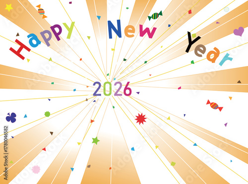 2026年の新年の挨拶のイラスト素材。