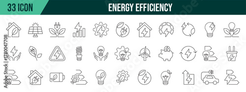 Energy efficiency collection, editable and resizable vector icon templates.