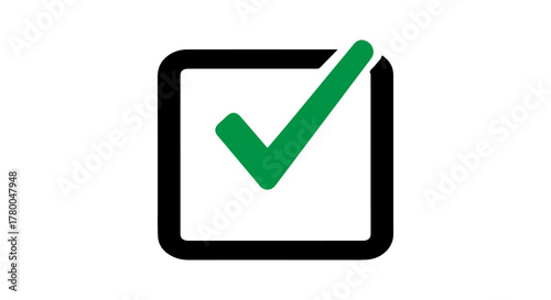Green check mark inside a black outline square box icon