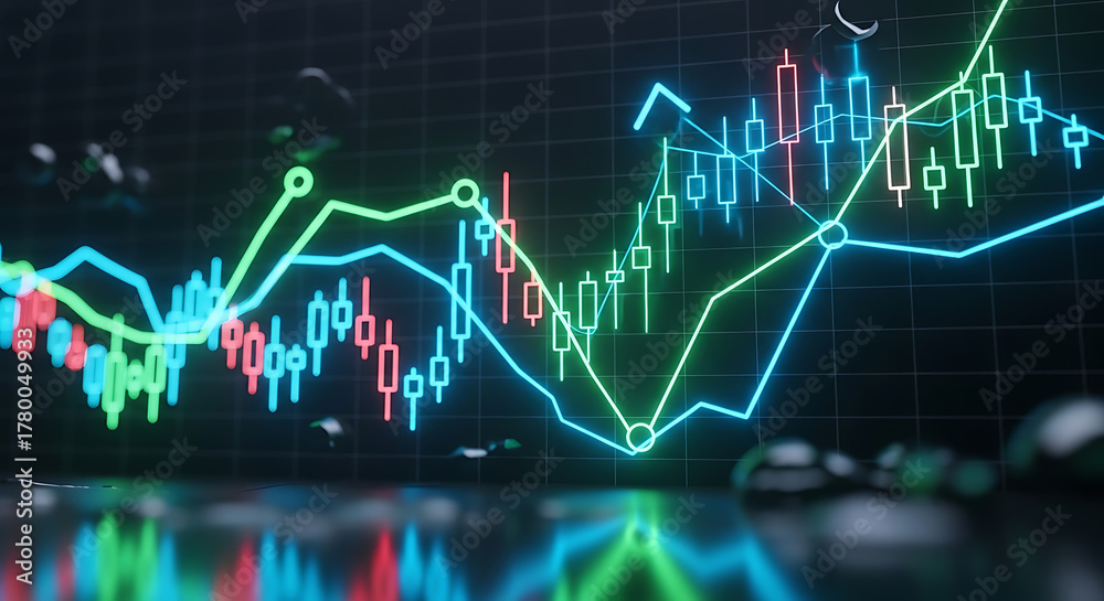 Obraz premium Digital Market Trends and Financial Data Analysis