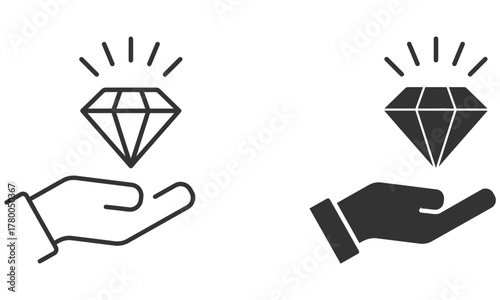 Diamond hand icon brilliant symbol flat vector illustration