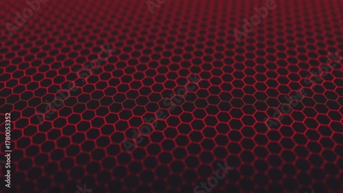 シンプルなヘックスタイル（六角形のタイル）　ループ　レッド