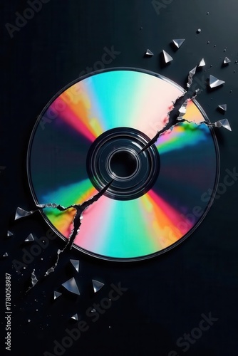 Shattered CD case, black background Broken plastic, isolated , background, high resolution, wreckage