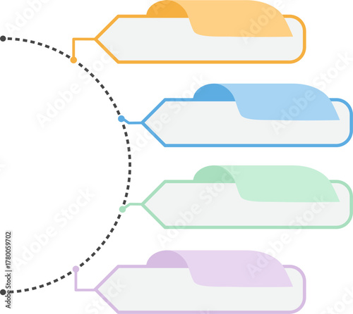 Infographic with 4 Steps, Vector Flat Infographic Element, Infographic Elements for Process Charts, Workflow, Step-by-Step Layout, and Business Presentation.