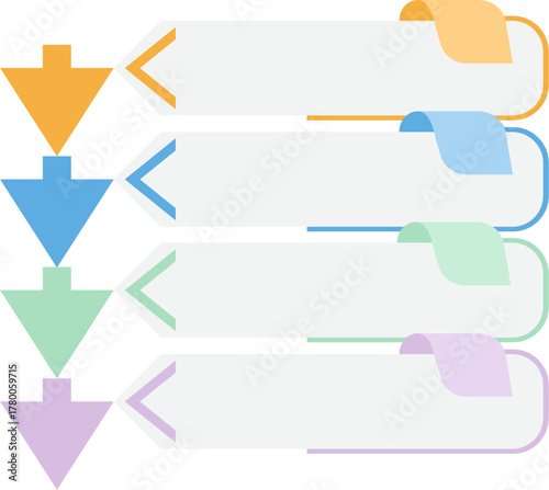 Infographic Presentation Arrow diagram, Vector Flat Infographic Element, Infographic Elements for Process Charts, Workflow, Step-by-Step Layout, and Business Presentation.