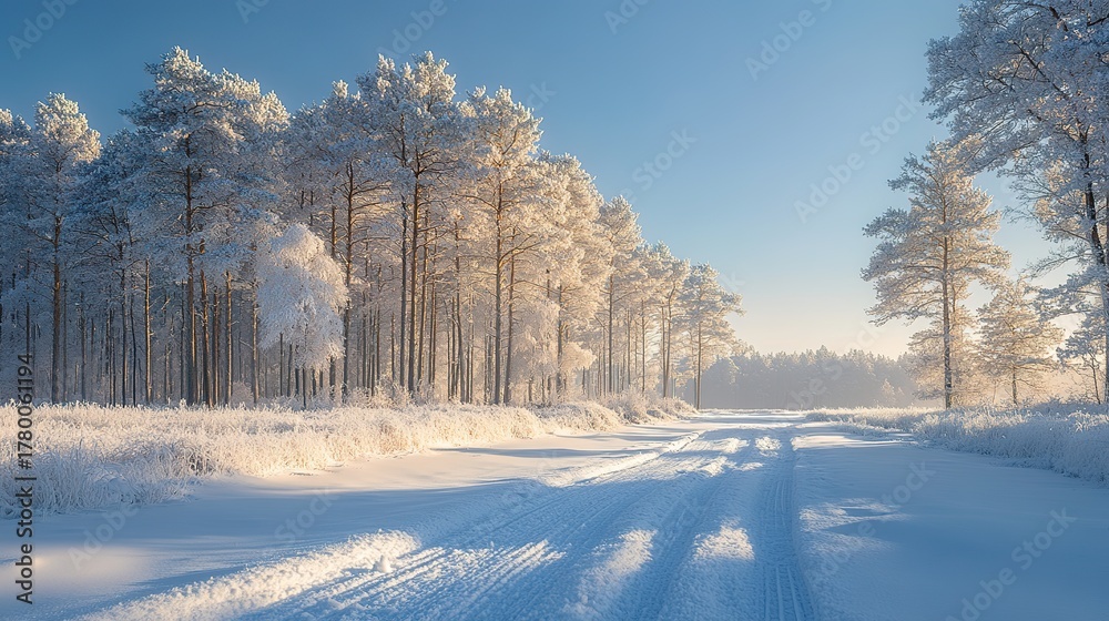 Obraz premium Winter rime landscape