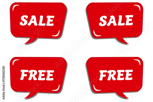 セール　フリー　ふきだし　ポップ　赤　イラスト