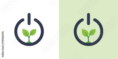 Flat Design Green Energy Power Button Icon
