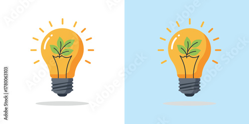 Minimalist Eco Energy Light Bulb Icon