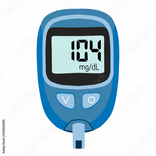 Digital Glucose Meter with Display Reading 104 mg/dL