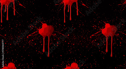 Red blood splatters and drips on a dark black background, creating a gruesome and intense pattern.