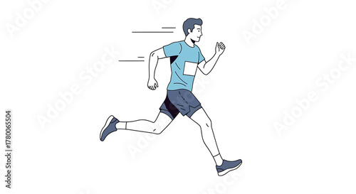 A man running at full speed, depicted in a minimalist, stylized illustration against a white background.