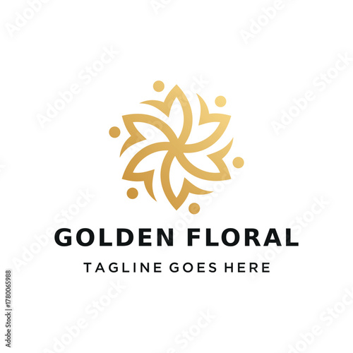 Golden Abstract Floral Flower mandala For elegant luxury beauty wellness business logo design