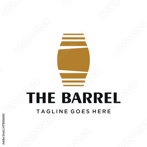 Modern Abstract Golden Brown Barrel for wineries, breweries distilleries pubs or beverage industry logo design
