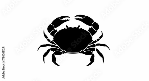 Black crab silhouette on white background