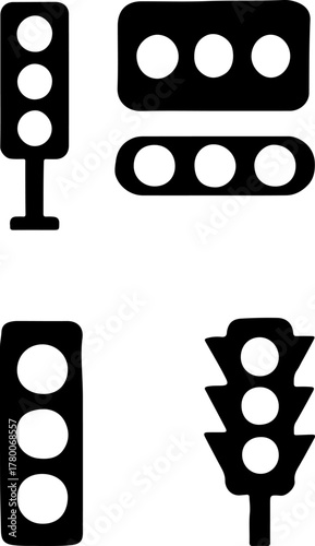 Traffic light vector, vector of road light collection, silhouette of street light