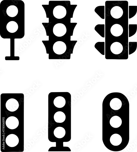 Traffic light vector, vector of road light collection, silhouette of street light