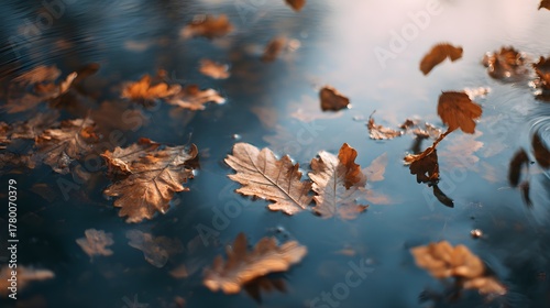 autumn leaves in the water