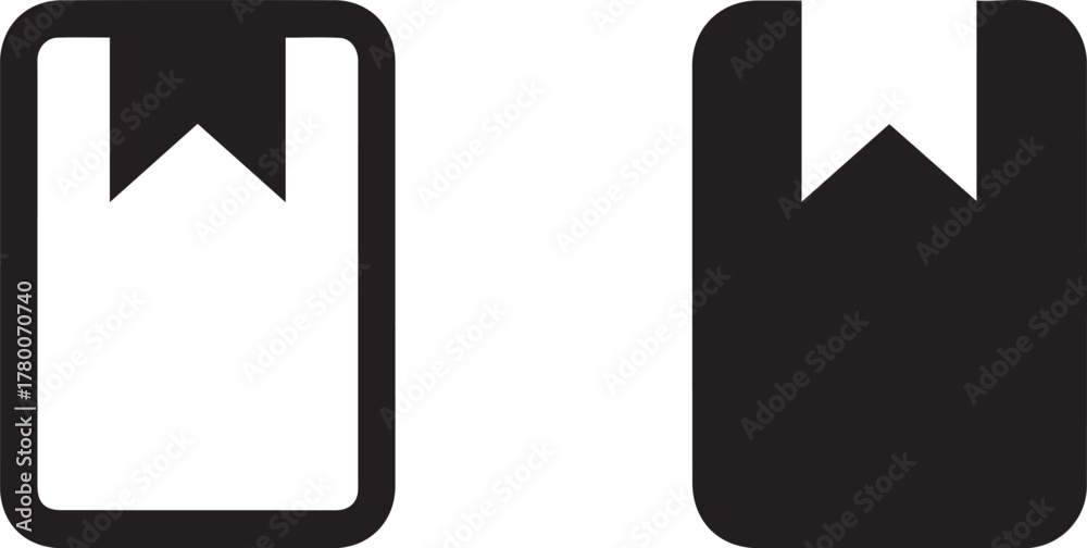Fototapeta premium bookmark icon vector set outline and solid document bookmark symbols
