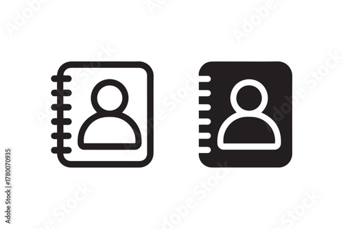 contact contacts icon duo outline and filled address book vector set