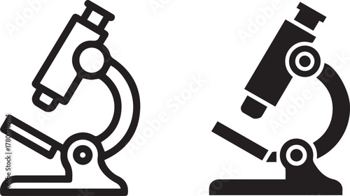 microscope two icon styles outline and solid for lab interface graphics