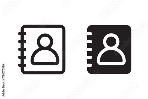 contact addressbook icons outline and solid user directory vector pack
