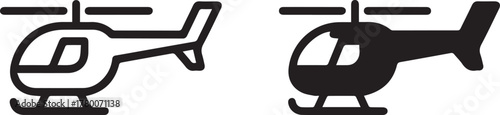 helicopter symbol outline vs solid flat vector for ui and print