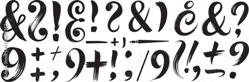 Symbols punctuation brush strokes calligraphy design elements vector graphic set art