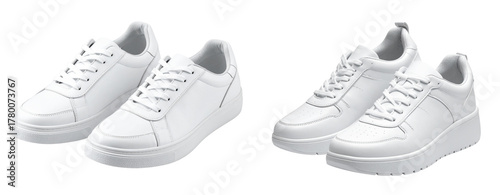 Sat of Two Isolated White Shoes Mockup – Realistic Footwear Design PNG