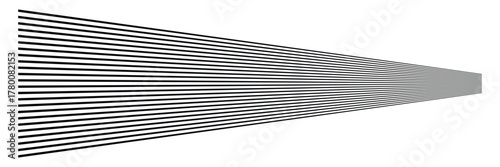 Lines, stripes in perspective. 3d strips vanishing, diminishing to horizon. Angle burst radial lines. Straight, parallel, horizontal streaks .Vector illustration .EPS 10 .