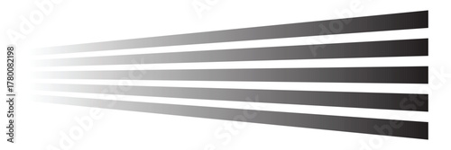 Lines, stripes in perspective. 3d strips vanishing, diminishing to horizon. Angle burst radial lines. Straight, parallel, horizontal streaks .Vector illustration .EPS 10 .