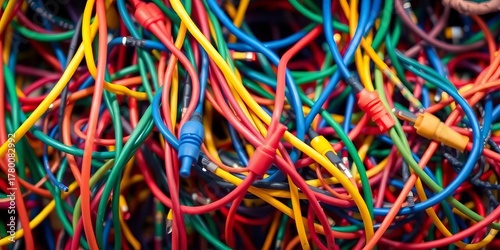 Wallpaper Mural A Chaotic Tangle of Vibrant Multicolored Cables Woven Together in a Confusing Cluster of Wires Torontodigital.ca