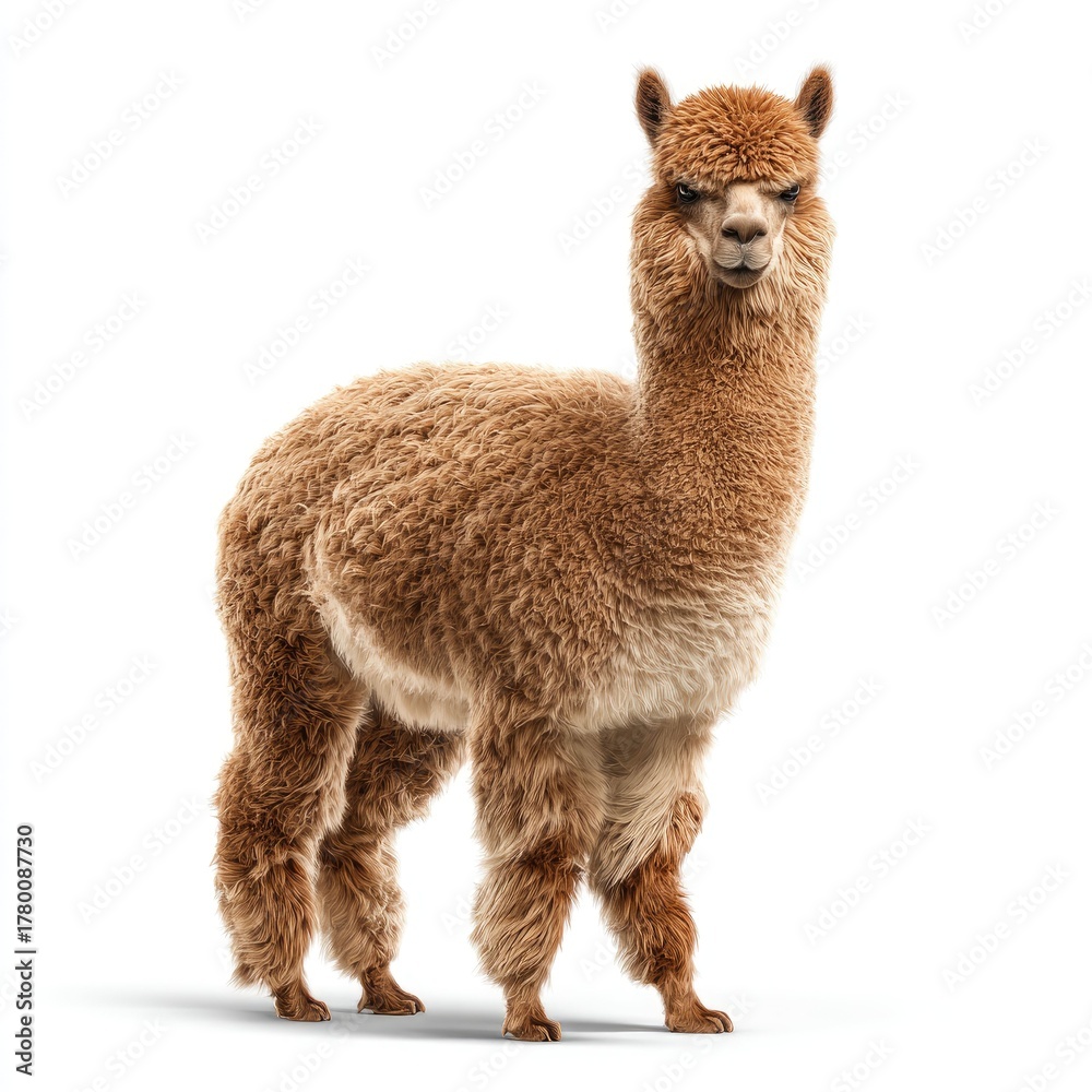 Obraz premium Hyperrealistic alpaca portrait in nature setting gigapixel quality detailed animal photography outdoor environment