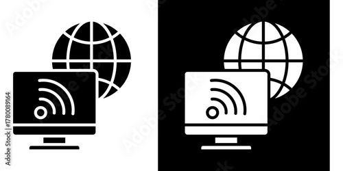 Global Network  Icon Set White Style Collection