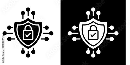 Cyber Shield  Icon Set White Style Collection