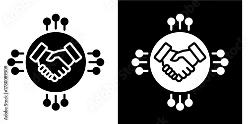 Business Partnership  Icon Set White Style Collection