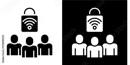 Public Wi-Fi Security  Icon Set White Style Collection