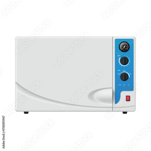 Illustration of laboratory autoclaving equipment designed for sterilization used in research centers and medical laboratories, ensuring safe and reliable operation.