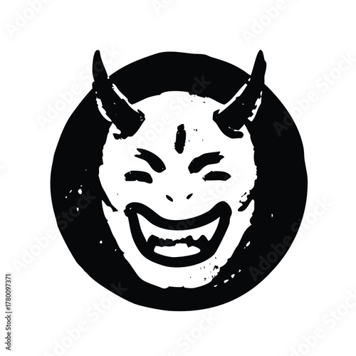 Japanese Hannya Demon Emblem (Distressed Ink)